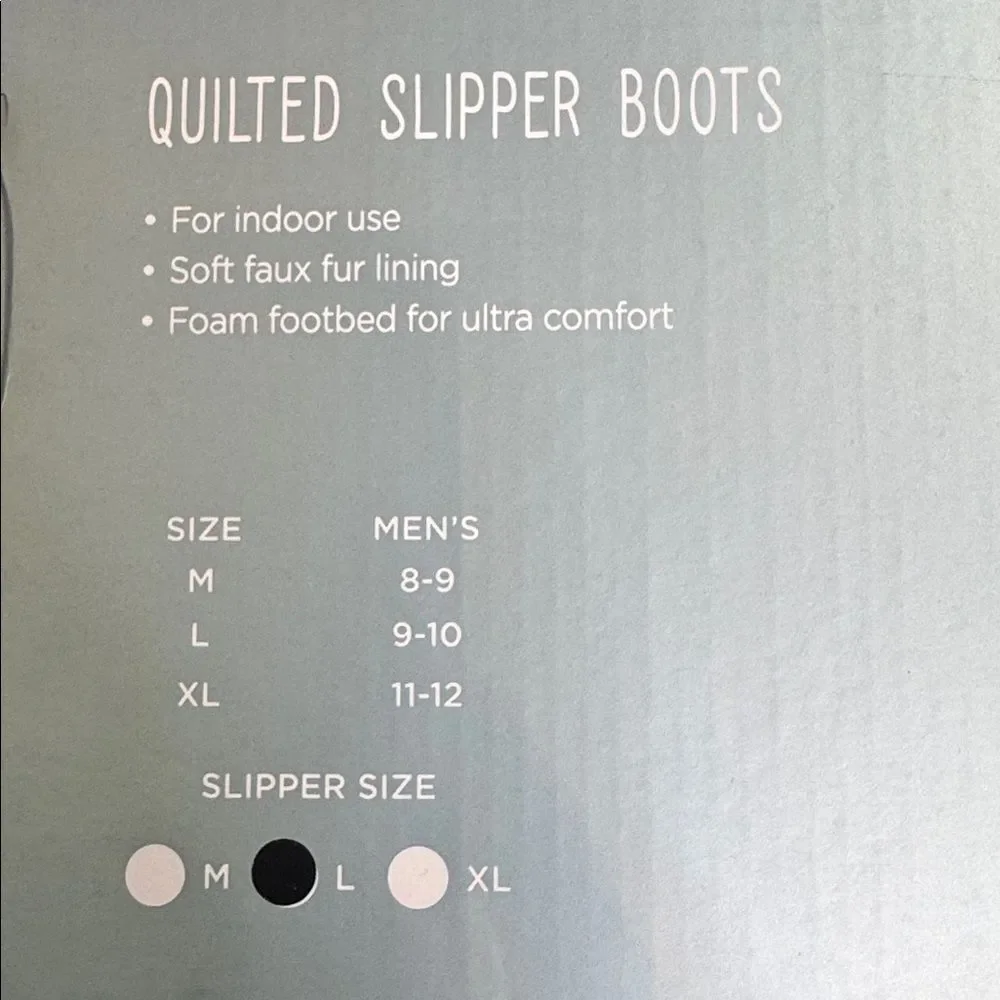 Men’s Wayland Square Gray Quilted Slipper Boots Faux Fur Lining Size L 9-10 NEW